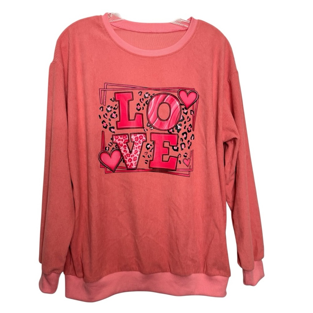 Love Graphic Pink Sweatshirt Oversized Size Small - Picture 5 of 8